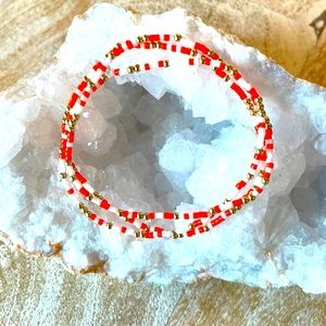 Tennessee stack Set of 3 miyuki seed bead bracelets + 2mm 14k gold filled beads